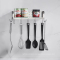 Kitchen Wall mounted Utensil Stainless Steel Spice Rack With Hook